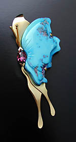 Pendant realised by Hubert Heldner 
Turquoise cut by Katerina Kestemont