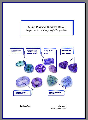 A Brief Review of Gemstone Optical
Properties From a Lapidary's Perspective